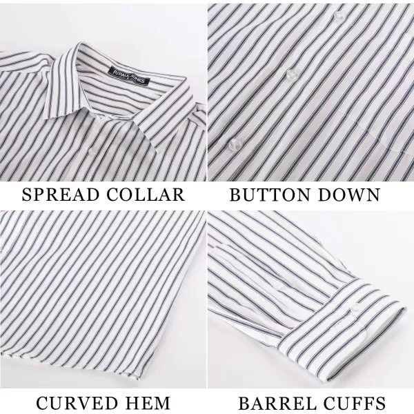 PJ PAUL JONES Men's Striped Button Down Shirts Long Sleeve Regular Fit Casual Shirts with Pocket