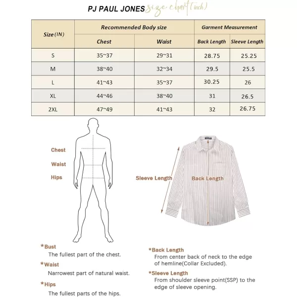 PJ PAUL JONES Men's Striped Button Down Shirts Long Sleeve Regular Fit Casual Shirts with Pocket