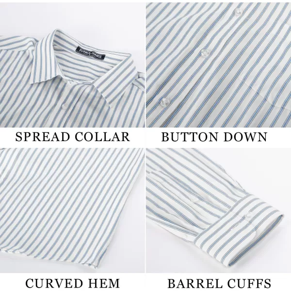PJ PAUL JONES Men's Striped Button Down Shirts Long Sleeve Regular Fit Casual Shirts with Pocket