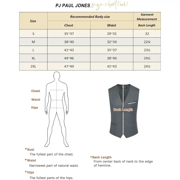 PJ PAUL JONES Mens Suit Vest Casual Business Waistcoat Formal Dress Vest for Wedding