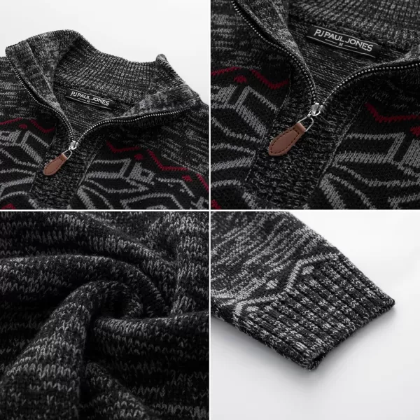 PJ PAUL JONES Men's Sweater Mock Neck Sweater Quarter Zip Ugly Christmas Sweater