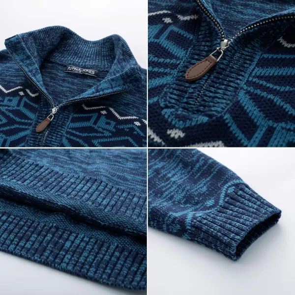 PJ PAUL JONES Men's Sweater Mock Neck Sweater Quarter Zip Ugly Christmas Sweater