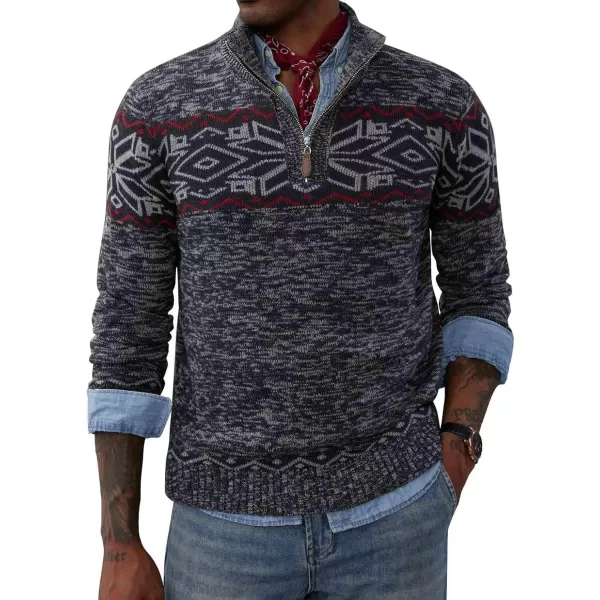 PJ PAUL JONES Men's Sweater Mock Neck Sweater Quarter Zip Ugly Christmas Sweater