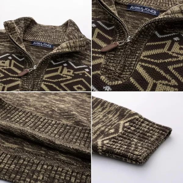 PJ PAUL JONES Men's Sweater Mock Neck Sweater Quarter Zip Ugly Christmas Sweater
