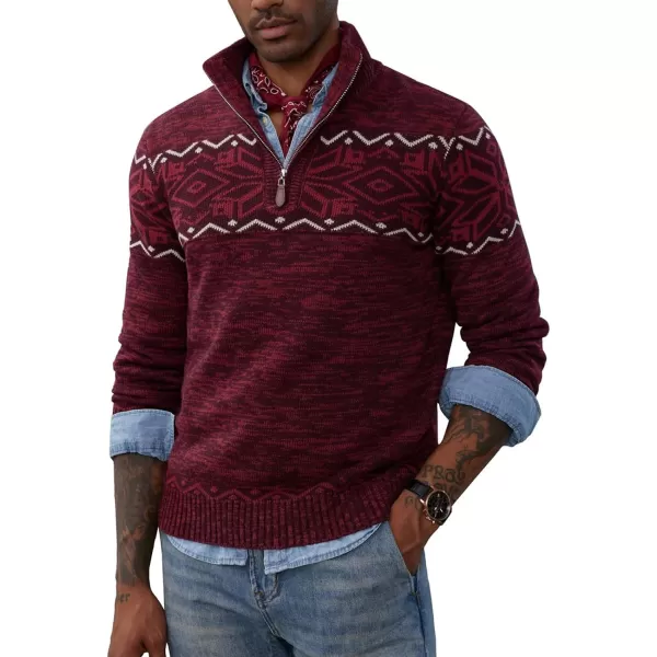 PJ PAUL JONES Men's Sweater Mock Neck Sweater Quarter Zip Ugly Christmas Sweater