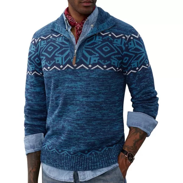 PJ PAUL JONES Men's Sweater Mock Neck Sweater Quarter Zip Ugly Christmas Sweater