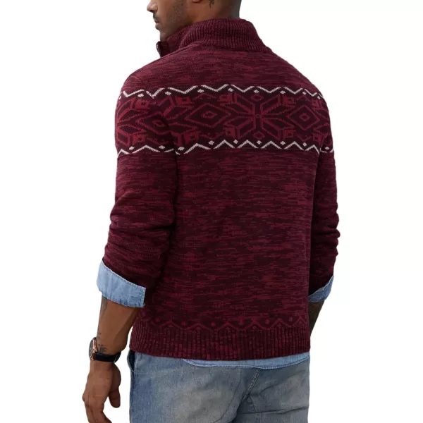 PJ PAUL JONES Men's Sweater Mock Neck Sweater Quarter Zip Ugly Christmas Sweater