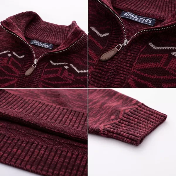 PJ PAUL JONES Men's Sweater Mock Neck Sweater Quarter Zip Ugly Christmas Sweater