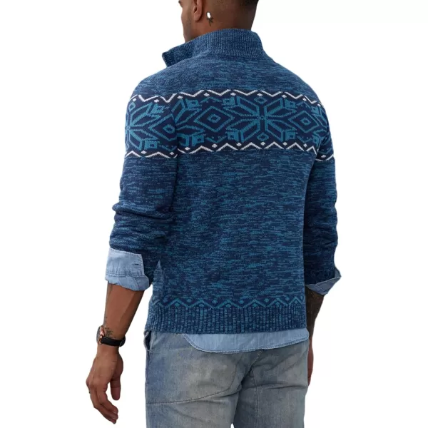 PJ PAUL JONES Men's Sweater Mock Neck Sweater Quarter Zip Ugly Christmas Sweater