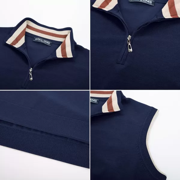 PJ PAUL JONES Mens Sweater Vest Quarter Zip Stand Collar Knitted Sweater Vests Sleeveless Pullover Knitwear