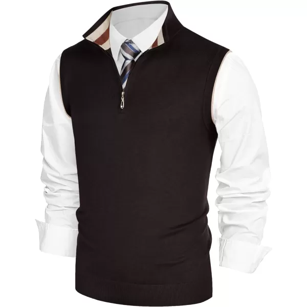 PJ PAUL JONES Mens Sweater Vest Quarter Zip Stand Collar Knitted Sweater Vests Sleeveless Pullover Knitwear