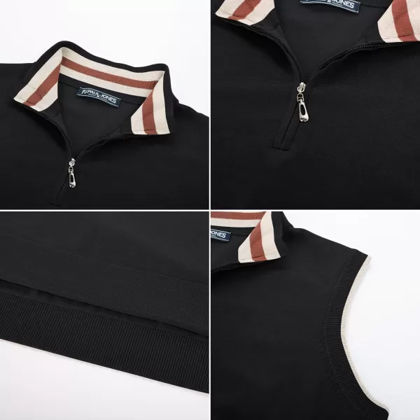 PJ PAUL JONES Mens Sweater Vest Quarter Zip Stand Collar Knitted Sweater Vests Sleeveless Pullover Knitwear