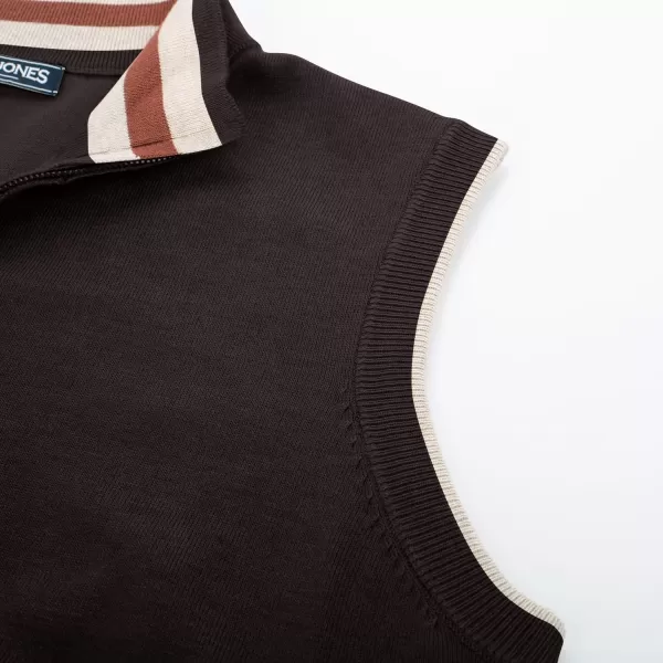 PJ PAUL JONES Mens Sweater Vest Quarter Zip Stand Collar Knitted Sweater Vests Sleeveless Pullover Knitwear
