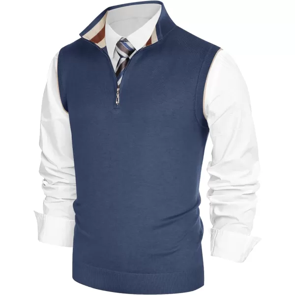 PJ PAUL JONES Mens Sweater Vest Quarter Zip Stand Collar Knitted Sweater Vests Sleeveless Pullover Knitwear
