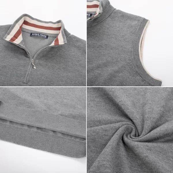 PJ PAUL JONES Mens Sweater Vest Quarter Zip Stand Collar Knitted Sweater Vests Sleeveless Pullover Knitwear