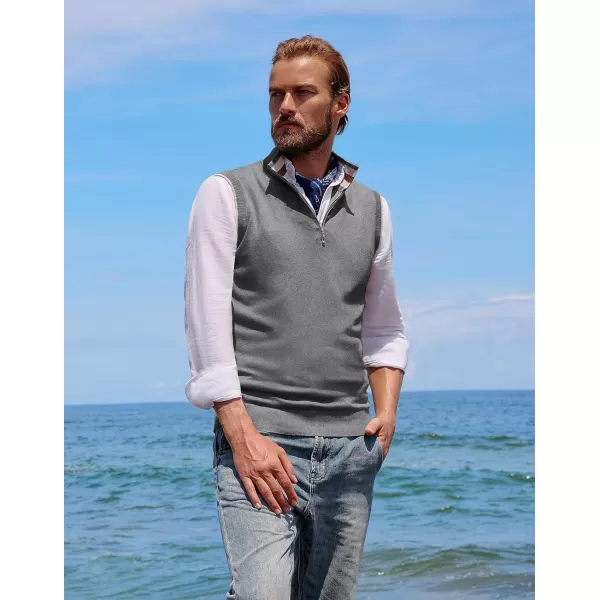 PJ PAUL JONES Mens Sweater Vest Quarter Zip Stand Collar Knitted Sweater Vests Sleeveless Pullover Knitwear