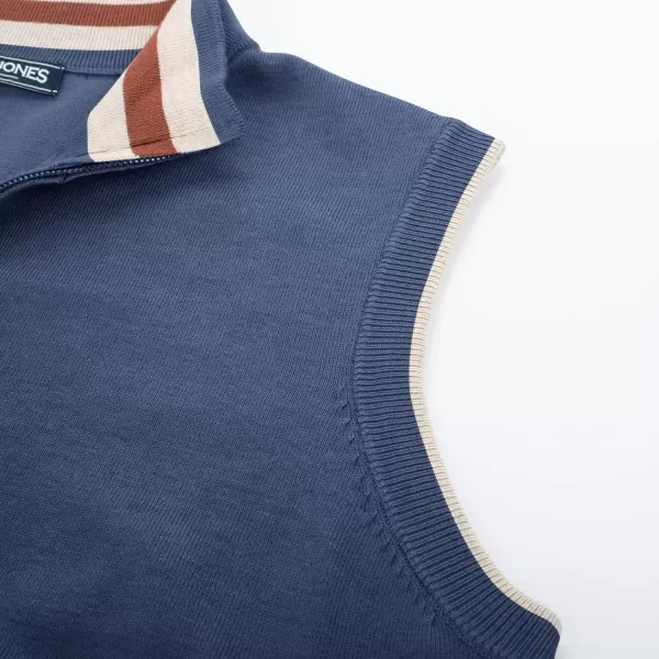 PJ PAUL JONES Mens Sweater Vest Quarter Zip Stand Collar Knitted Sweater Vests Sleeveless Pullover Knitwear
