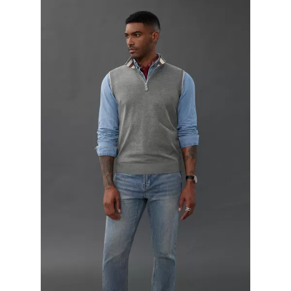 PJ PAUL JONES Mens Sweater Vest Quarter Zip Stand Collar Knitted Sweater Vests Sleeveless Pullover Knitwear