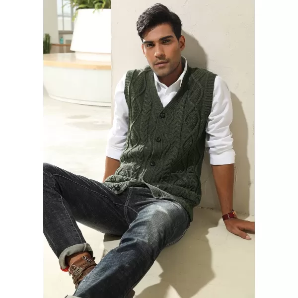 PJ PAUL JONES Men's Sweater Vest V-Neck Sleeveless Cable Knitted Cardigan Vest