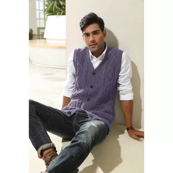 PJ PAUL JONES Men's Sweater Vest V-Neck Sleeveless Cable Knitted Cardigan Vest
