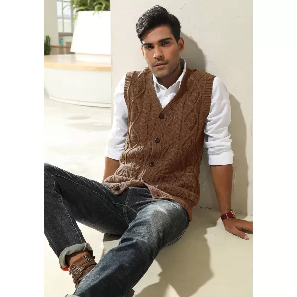 PJ PAUL JONES Men's Sweater Vest V-Neck Sleeveless Cable Knitted Cardigan Vest
