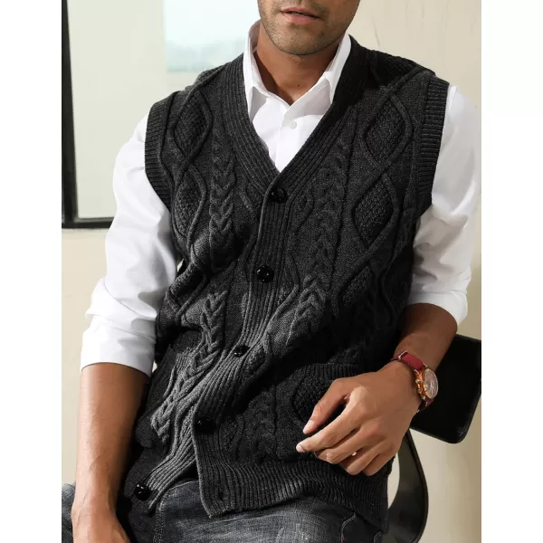 PJ PAUL JONES Men's Sweater Vest V-Neck Sleeveless Cable Knitted Cardigan Vest