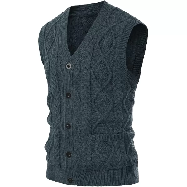 PJ PAUL JONES Men's Sweater Vest V-Neck Sleeveless Cable Knitted Cardigan Vest