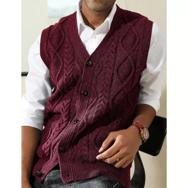 PJ PAUL JONES Men's Sweater Vest V-Neck Sleeveless Cable Knitted Cardigan Vest