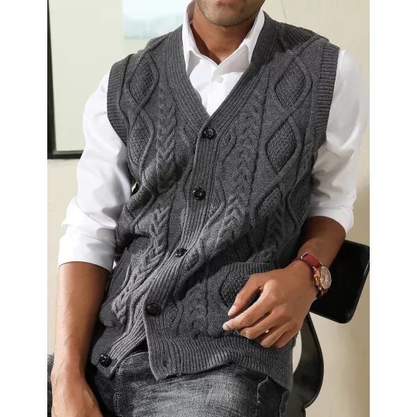 PJ PAUL JONES Men's Sweater Vest V-Neck Sleeveless Cable Knitted Cardigan Vest