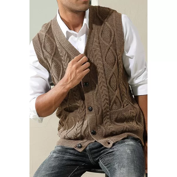 PJ PAUL JONES Men's Sweater Vest V-Neck Sleeveless Cable Knitted Cardigan Vest
