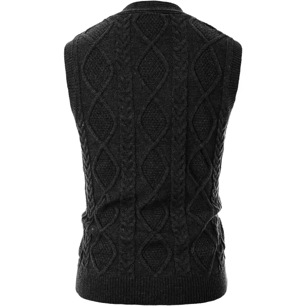 PJ PAUL JONES Men's Sweater Vest V-Neck Sleeveless Cable Knitted Cardigan Vest