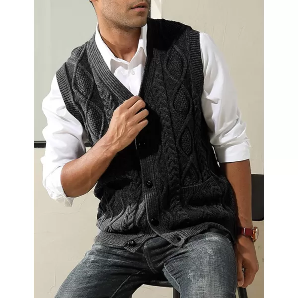 PJ PAUL JONES Men's Sweater Vest V-Neck Sleeveless Cable Knitted Cardigan Vest