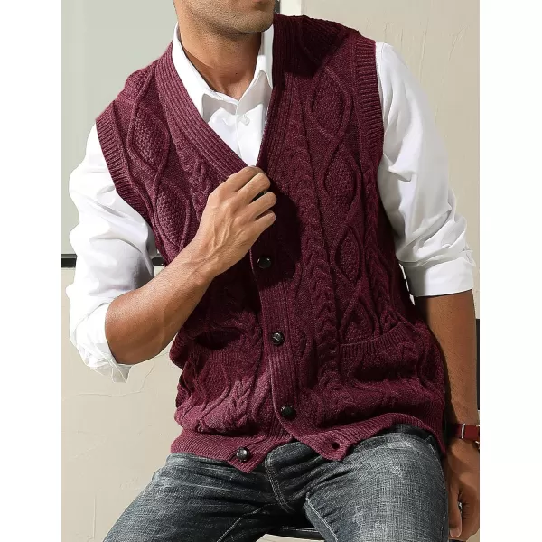 PJ PAUL JONES Men's Sweater Vest V-Neck Sleeveless Cable Knitted Cardigan Vest