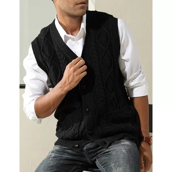 PJ PAUL JONES Men's Sweater Vest V-Neck Sleeveless Cable Knitted Cardigan Vest