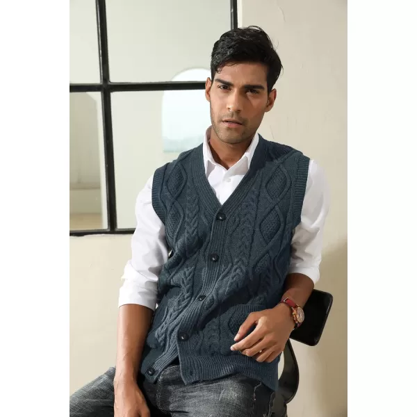 PJ PAUL JONES Men's Sweater Vest V-Neck Sleeveless Cable Knitted Cardigan Vest