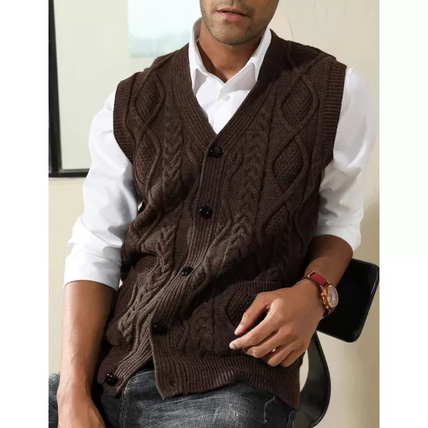 PJ PAUL JONES Men's Sweater Vest V-Neck Sleeveless Cable Knitted Cardigan Vest