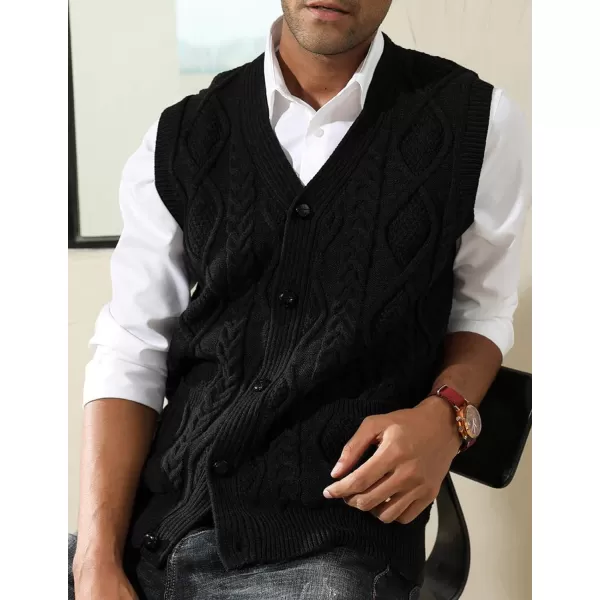 PJ PAUL JONES Men's Sweater Vest V-Neck Sleeveless Cable Knitted Cardigan Vest
