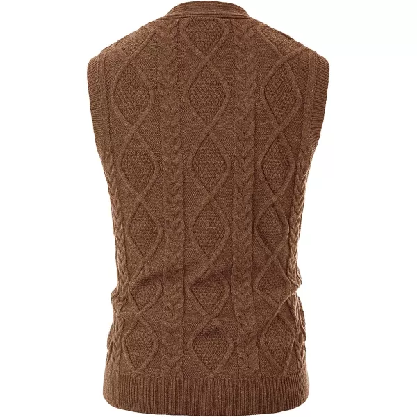 PJ PAUL JONES Men's Sweater Vest V-Neck Sleeveless Cable Knitted Cardigan Vest