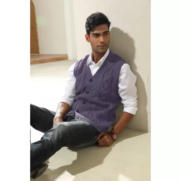 PJ PAUL JONES Men's Sweater Vest V-Neck Sleeveless Cable Knitted Cardigan Vest