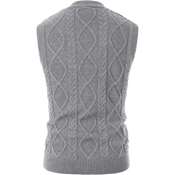 PJ PAUL JONES Men's Sweater Vest V-Neck Sleeveless Cable Knitted Cardigan Vest