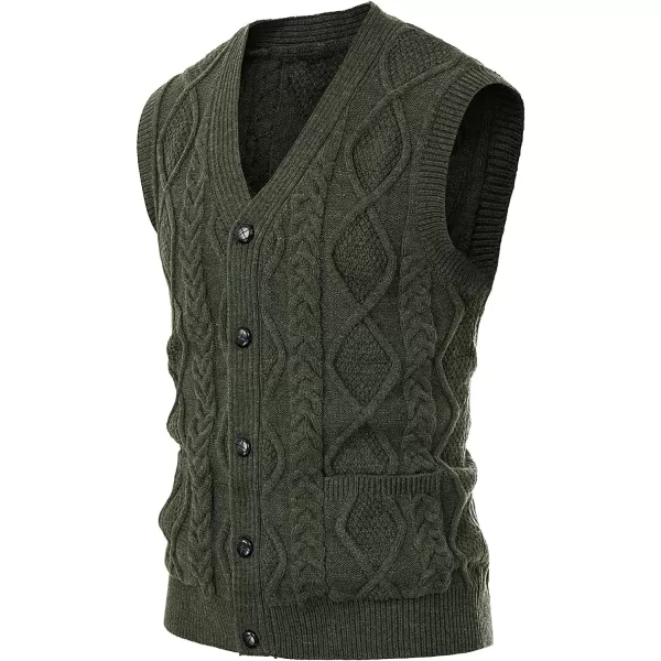 PJ PAUL JONES Men's Sweater Vest V-Neck Sleeveless Cable Knitted Cardigan Vest