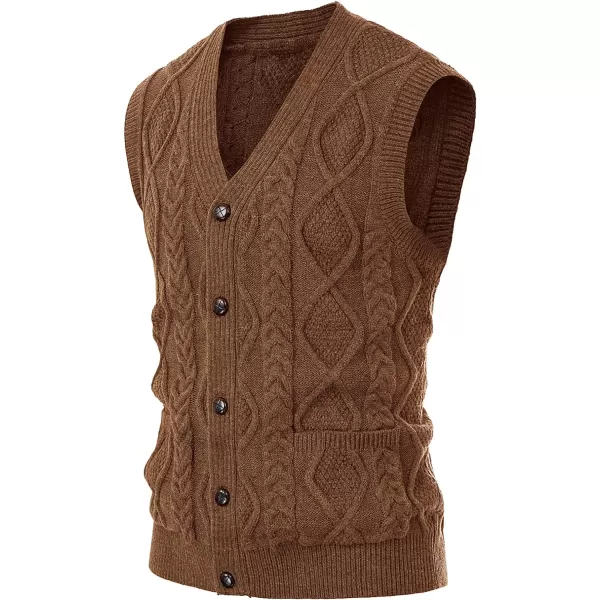PJ PAUL JONES Men's Sweater Vest V-Neck Sleeveless Cable Knitted Cardigan Vest
