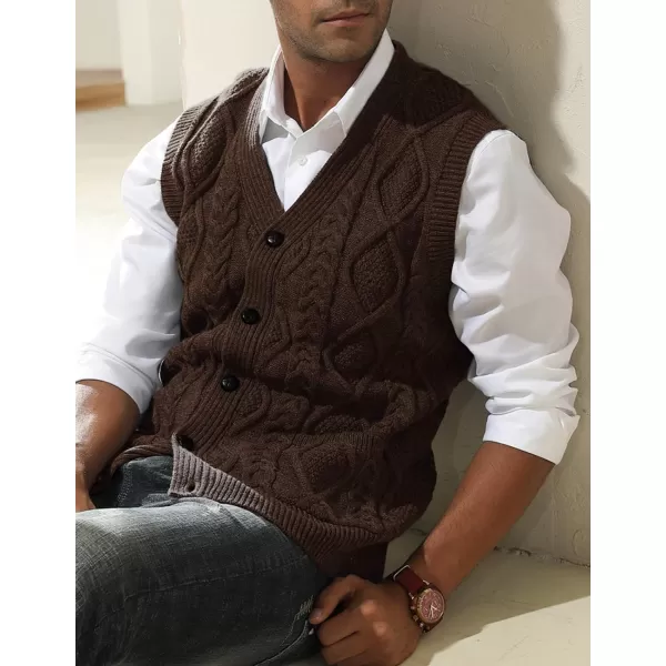 PJ PAUL JONES Men's Sweater Vest V-Neck Sleeveless Cable Knitted Cardigan Vest