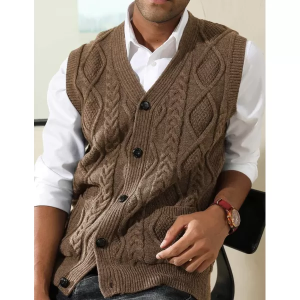 PJ PAUL JONES Men's Sweater Vest V-Neck Sleeveless Cable Knitted Cardigan Vest