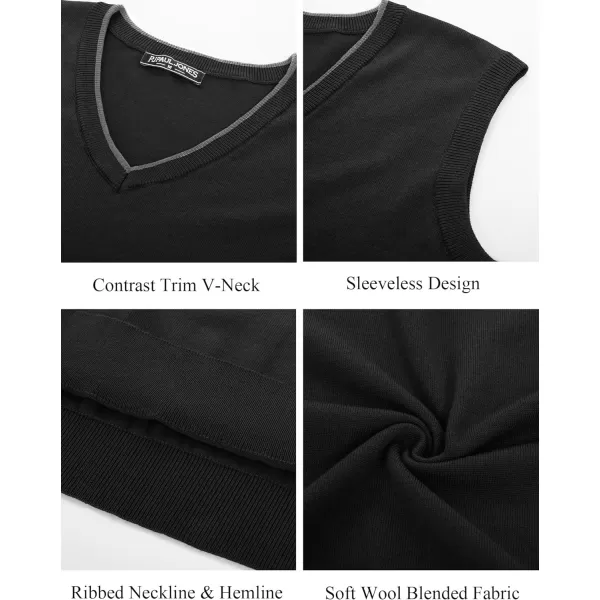 PJ PAUL JONES Mens Sweater Vest Wool Blended Knitted Vest Sweaters V-Neck Sleeveless Pullover Vests