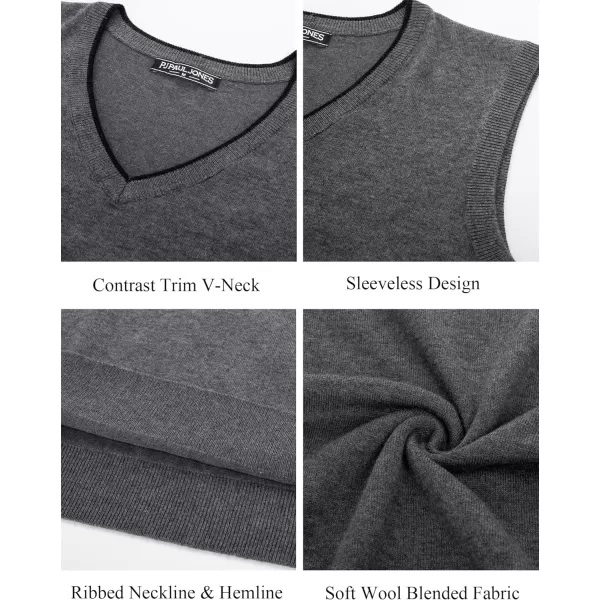 PJ PAUL JONES Mens Sweater Vest Wool Blended Knitted Vest Sweaters V-Neck Sleeveless Pullover Vests
