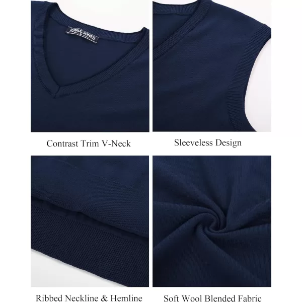 PJ PAUL JONES Mens Sweater Vest Wool Blended Knitted Vest Sweaters V-Neck Sleeveless Pullover Vests