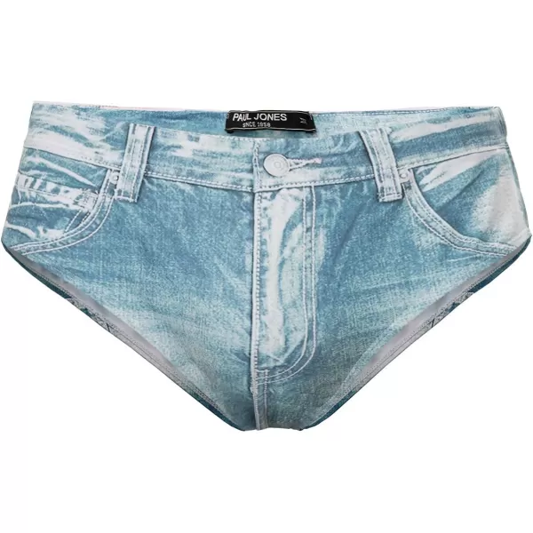 PJ PAUL JONES Men's Swim Brief Denim Print Swim Trunks Drawstring Waist Swimsuit Bikini Briefs