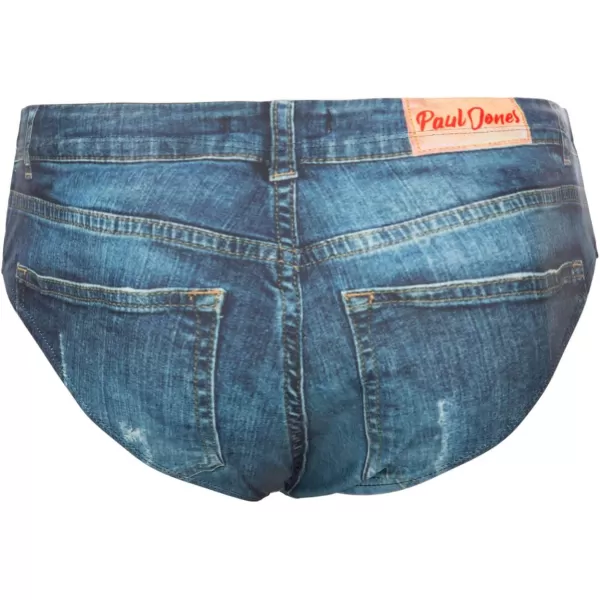 PJ PAUL JONES Men's Swim Brief Denim Print Swim Trunks Drawstring Waist Swimsuit Bikini Briefs
