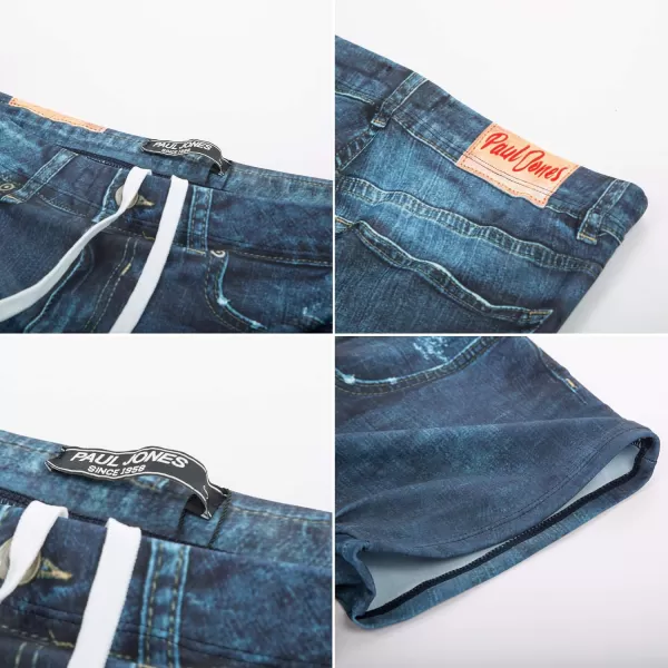 PJ PAUL JONES Men's Swim Trunks Denim Print Beach Swimwear Swimsuit Bikini Briefs
